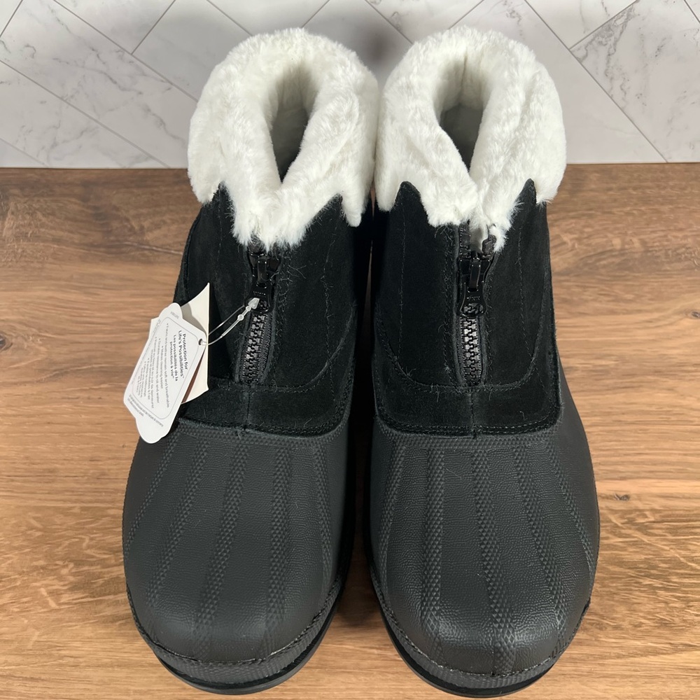 9.5XX 9.5 XX 4E WIDEโ WIDTH Propet Womens Black Suede Faux Fur Winter Snow Boots - Picture 4 of 13